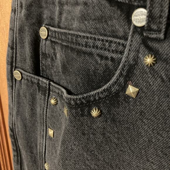 Homme Femme Baggy Jeans Men’s Sz 36 New Black Studded Denim 90s Y2 goth $215 - Picture 3 of 9